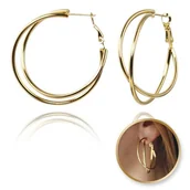 Kolczyki - Kolczyki Ze Stali Szlachetnej Platerowane 14K Złotem Kółka Duże Kst3350 - miniaturka - grafika 1