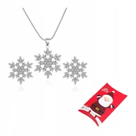 Zestawy biżuterii dla kobiet - Komplet Damski Biżuterii Srebrny Gwiazdki Śnieżynki Płatki Śniegu Kryształ - miniaturka - grafika 1