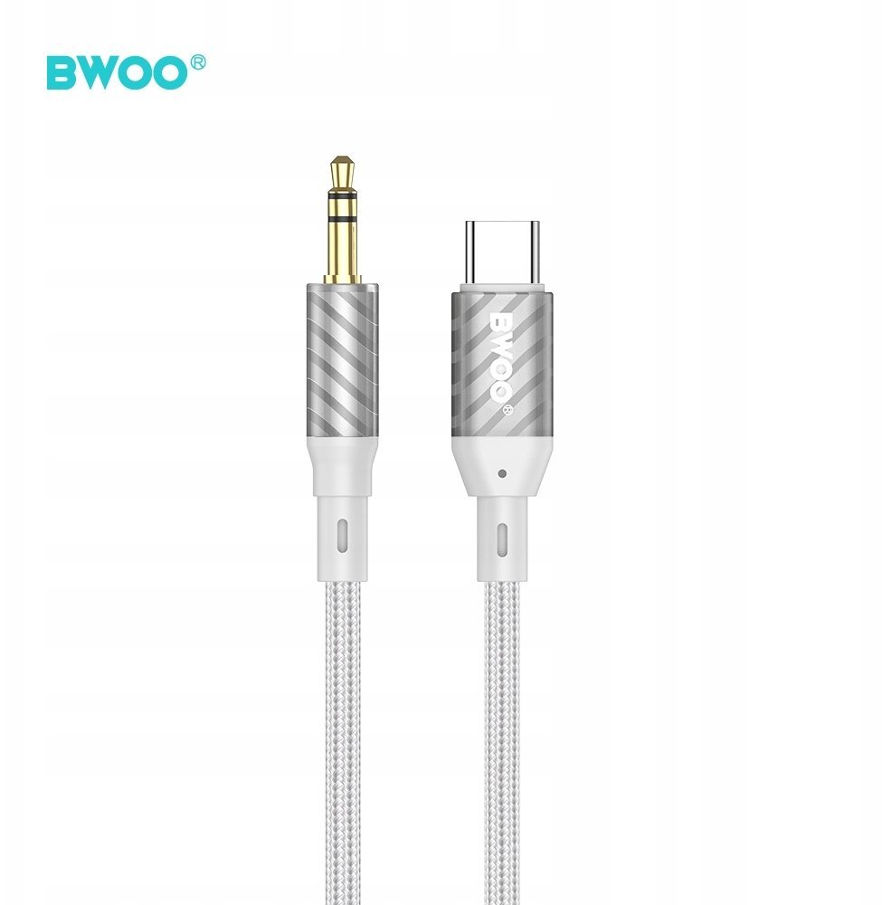 BWOO AUX074 kabel AUX USB-C - jack 3.5mm audio szary BO-AUX074