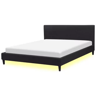 Beliani Łóżko czarne tapicerowane LED biały 180 x 200 cm FITOU - Łóżka - miniaturka - grafika 1