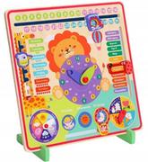 Zabawki interaktywne dla dzieci - DREWNIANY ZEGAR KALENDARZ MONTESSORI RoyaliTo_PL - miniaturka - grafika 1