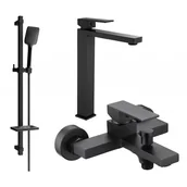Baterie umywalkowe - Mexen Uno DQ62 zestaw wannowy, czarny - miniaturka - grafika 1