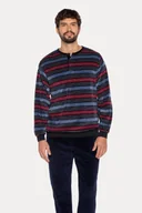 Piżamy męskie - Ciepła piżama męska MARCO XXL Ciemnoniebieski - miniaturka - grafika 1