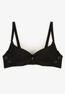 Biustonosze - Czarny Biustonosz Push-Up na Ramiączkach z Regulacją i Metaliczną Aplikacją Alerista - miniaturka - grafika 1