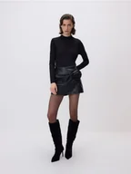 Spódnice - Reserved - Spódnico-szorty z imitacji skóry - czarny - miniaturka - grafika 1