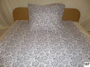 Pościel Z Kory 160X200 187 Biała W Szare Kwiatki Na Guziki 100% Bawełna Gruba - Pościel - miniaturka - grafika 1