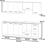 Meble kuchenne - Kuchnia Modułowa Nowoczesna Duża Słupek 2.6m Wotan Biały Butelkowa Zieleń - miniaturka - grafika 1