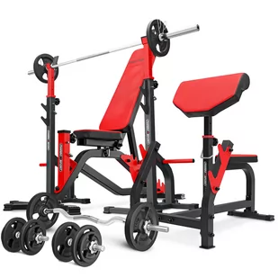 Zestaw do treningu siłowego Marbo Sport ławka regulowana i stojaki pod sztangę - Ławki treningowe - miniaturka - grafika 1