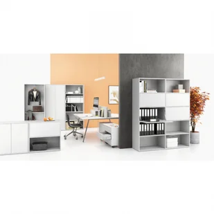 B2B Partner Stół biurowy SINGLE LAYERS, z przegrodami, regulowane nogi, biały 611575 - Stoły i stoliki do biura - miniaturka - grafika 4