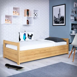 Łóżko Slim P 80x200 z pojemnikiem drewniane, młodzieżowe, z pojemnikiem, stelaż TAK - Łóżka - miniaturka - grafika 1