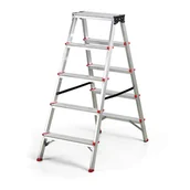 Drabiny - B2B Partner Aluminiowe stopnie dwustronne, 2x5 stopni, 1009 mm 399004 - miniaturka - grafika 1