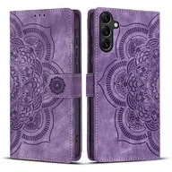 Etui i futerały do telefonów - Etui na telefon z wytłoczonej mandali w stylu retro z matowej skóry Fioletowy For Samsung Galaxy S25 5G - miniaturka - grafika 1