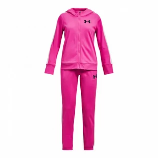 Spodnie i spodenki dla dziewczynek - Dziewczęcy dres komplet treningowy UNDER ARMOUR UA Knit Hooded Tracksuit - różowy - grafika 1