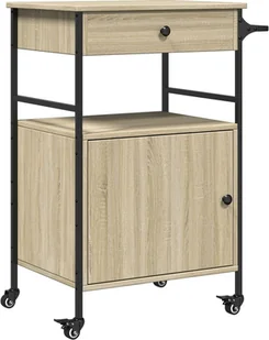 vidaXL Wózek kuchenny dąb sonoma 56x43x89,5 cm Materiał drewnopochodny - Wózki kuchenne - miniaturka - grafika 1