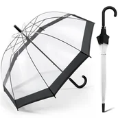 Parasole - Głęboka parasolka Happy Rain, przezroczysta z kontrastową lamówką - miniaturka - grafika 1