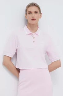 Guess polo damski kolor różowy - Koszulki i topy damskie - miniaturka - grafika 1