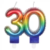Urodziny dla dorosłych - Świeczka na trzydziestkę kolorowa 30 - trzydzieści - miniaturka - grafika 1