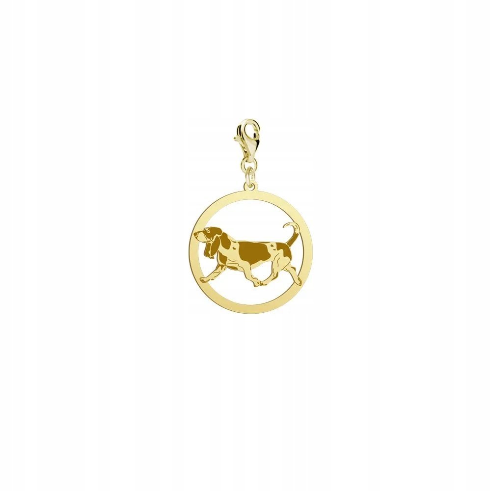 Charms Złoty z psem rasy Basset Gaskoński 925 Biżuteria Kobieta DEDYKACJA