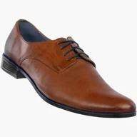 Półbuty męskie - Półbuty Wizytowe Męskie Skórzane Buty Klasyczne Brązowe Zadora Brązowy 45 - miniaturka - grafika 1