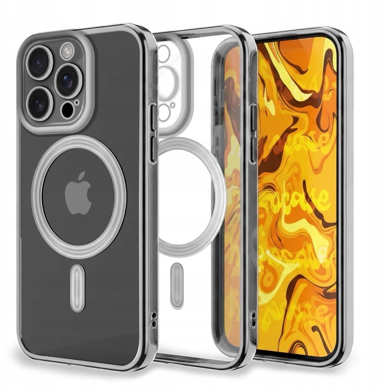 Etui Do Apple iPhone 15 Pro Do Magsafe, Srebrne, Metal, Ochronne, Case