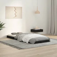 Łóżka - Lumarko Rama łóżka, czarna, 75x190 cm, lita sosna, pojedyncza - miniaturka - grafika 1