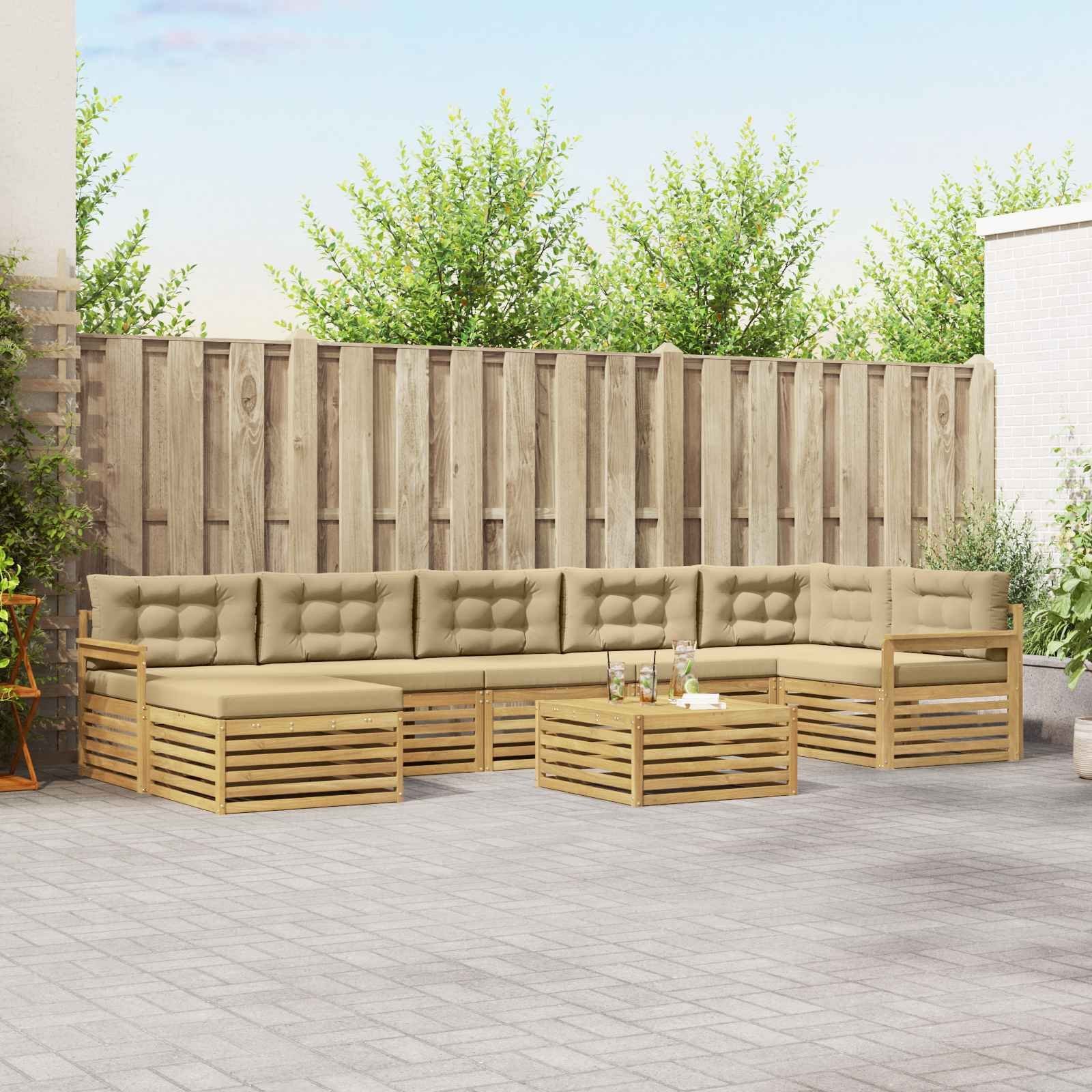 vidaXL Zestaw sof na zewnątrz z poduszką 8 pcs Biały i Beżowy