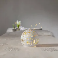 Ozdoby bożonarodzeniowe - STAR TRADING Lampa kulista LED Merry X-Mas Ø 12cm białe szkło zasilana bateryjnie - miniaturka - grafika 1