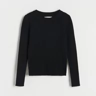 Swetry dla dziewczynek - Reserved - Sweter w prążki - Czarny - miniaturka - grafika 1