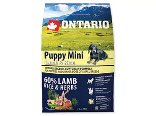 Ontario Puppy Mini Lamb & Rice 2,25kg - Sucha karma dla psów - miniaturka - grafika 1