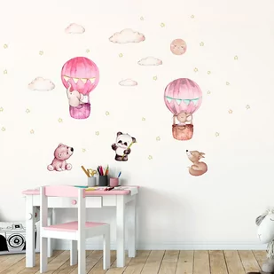 Różowe dziecięce naklejki ścienne Ambiance Balloons and Stars - Wyposażenie pokoiku dziecięcego - miniaturka - grafika 1