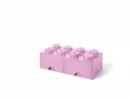 Pudła i pojemniki do przechowywania - Lego LEGO Brick szuflada 8 przyciski, 2 szuflady, pudełko do przechowywania można układać w stos, 9,4 L, Light Pink, 222  światła Fioletowy 40061738 - miniaturka - grafika 1