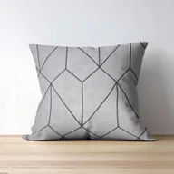 Poduszki dekoracyjne - Poduszka Welurowa z poszewką dekoracyjna Geometria Grey - miniaturka - grafika 1