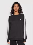 Bluzy damskie - Adidas Bluza Essentials Studio HC9124 Czarny Loose Fit - miniaturka - grafika 1