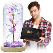 Sztuczne kwiaty - Wieczna róża w szkle świecąca LED - miniaturka - grafika 1