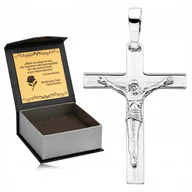 Biżuteria dla dzieci - ELEGANCKI SREBRNY DIAMENTOWANY KRZYŻYK RODOWANY 925 PREZENT DLA CHŁOPCA - miniaturka - grafika 1