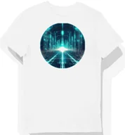 Koszulki męskie - Koszulka męska biała z motywem neonowej sieci sci-fi L - miniaturka - grafika 1