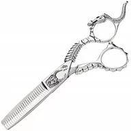 Nożyczki fryzjerskie - WOLF Degażówki nożyczki praworęczne 6,0 Bull offset fryzjerskie do strzyżenia włosów do salonu linia Professional - miniaturka - grafika 1