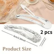 Ozdoby do włosów - TEMU 2 Szt. Klipsy Do Włosów Z Kryształkami I Kryształkami, Metalowe Klipsy Z Zameczkiem, Modne Klipsy Do Włosów Z Kaczuszką, Błyszczące Akcesoria Do - miniaturka - grafika 1