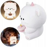 Lampy stojące - Lampka nocna MIŚ miękki silikon ABS dotykowa ciepłe światło lampa dla dzieci - miniaturka - grafika 1