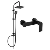 Baterie umywalkowe - Mexen Tord zestaw prysznicowy natynkowy z deszczownicą i baterią prysznicową Zero, czarny - miniaturka - grafika 1