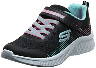Skechers Trampki dziewczęce Microspec, Czarna czarna siatka Aqua Neon różowe wykończenie Bkaq - 35.5 EU - Buty dla dziewczynek - miniaturka - grafika 1