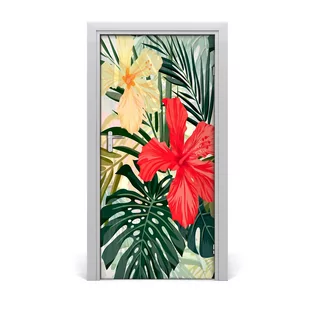 Okleina samoprzylepna na drzwi Hawajskie kwiaty, Tulup - Meble modułowe i akcesoria - miniaturka - grafika 1