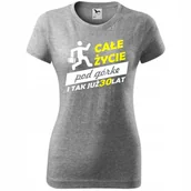 Koszulki i topy damskie - Damska Koszulka z Nadrukiem Całe życie pod górkę i tak już 30 lat Prezent ciemnoszary melanż XL - miniaturka - grafika 1