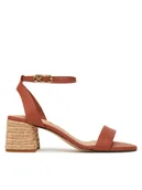 Espadryle damskie - Tommy Hilfiger Espadryle Leather Ankle Strap Espad Sandal FW0FW08533 Brązowy - miniaturka - grafika 1
