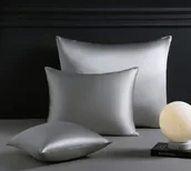 Poszewki na poduszki - Jedwabna Poszewka 50x60 Szara - miniaturka - grafika 1