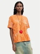 Koszulki i topy damskie - Desigual T-Shirt Genova 26SWTK48 Pomarańczowy Regular Fit - miniaturka - grafika 1