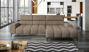 Narożnik tapicerowany w kształcie litery L Prawy Narożnik z funkcją spania Sofa z funkcją spania Mała 3-osobowa Regulowane zagłówki i siedzisko Tkanina: SALVADOR 177x270x99 cm Jasnobrązowy - Narożniki - miniaturka - grafika 1