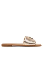 Klapki i japonki damskie - Tommy Hilfiger Klapki Th Logo Hw Metallic Leather Mule FW0FW08807 Złoty - miniaturka - grafika 1