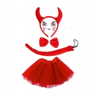 Stroje karnawałowe - Strój Kotka Czerwony Spódniczka Spódnica Kostium Karnawał Halloween Party - miniaturka - grafika 1