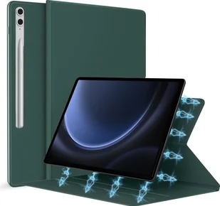 Magnetyczne wąskie etui do Samsung Galaxy Tab S9 Plus (FE) 12,4" (2023) z podstawką, automatycznym usypianiem / wybudzaniem - granatowy zielony - Etui i futerały do telefonów - miniaturka - grafika 1